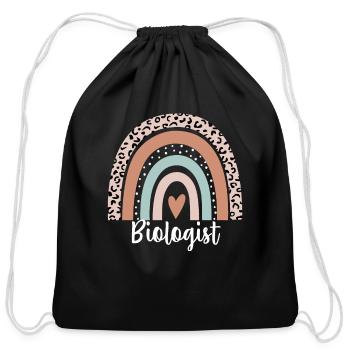 Biologist Rainbow Leopard Funny Biologist - Cotton Drawstring Bag - black - Front