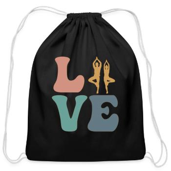 LOVE Yoga Yogi - Cotton Drawstring Bag - black - Front