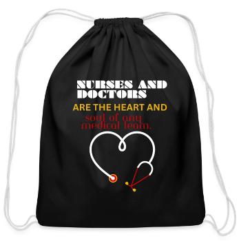 Stethoscope heart design with quotes - Cotton Drawstring Bag - black - Front