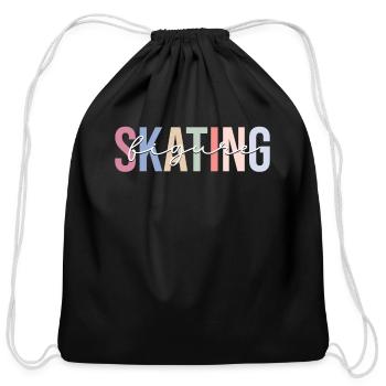Figure Skating Ice Skating Ice Skater - Cotton Drawstring Bag - black - Front