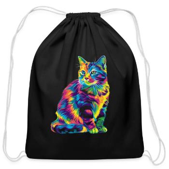 Tabby Cat Orange Cat Popart - Cotton Drawstring Bag - black - Front