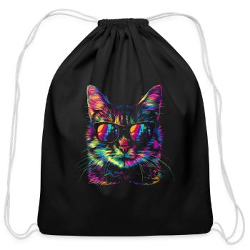 Tabby Cat Orange Cat Sunglasses Popart - Cotton Drawstring Bag - black - Front