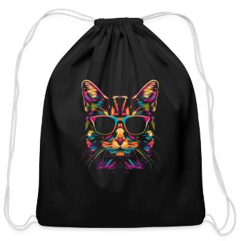 Tabby Cat Orange Cat Sunglasses Popart - Cotton Drawstring Bag - black - Front