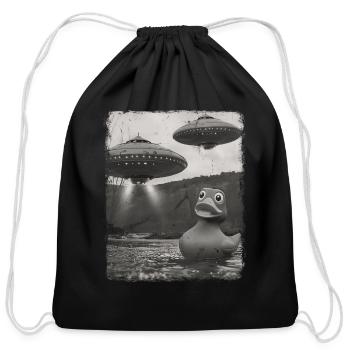 Rubber Duck Duckie UFO Alien Extraterrestrial Self - Cotton Drawstring Bag - black - Front