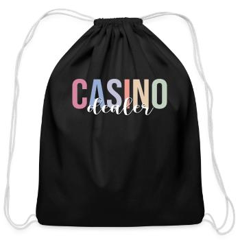 Casino Dealer Poker Gambling - Cotton Drawstring Bag - black - Front