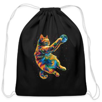 Orange Cat Tabby Cat Earth Popart - Cotton Drawstring Bag - black - Front