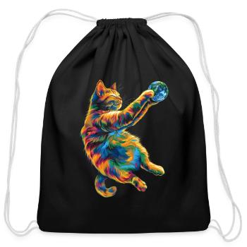 Orange Cat Tabby Cat Earth Popart - Cotton Drawstring Bag - black - Front