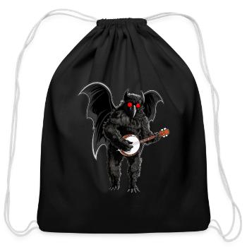 Mothman Cryptozoology Cryptid Bluegrass Banjo Play - Cotton Drawstring Bag - black - Front