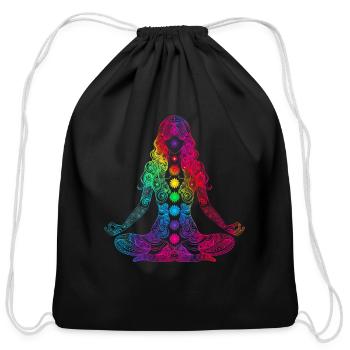Yoga Yogi Meditation Workout Mandala Popart - Cotton Drawstring Bag - black - Front