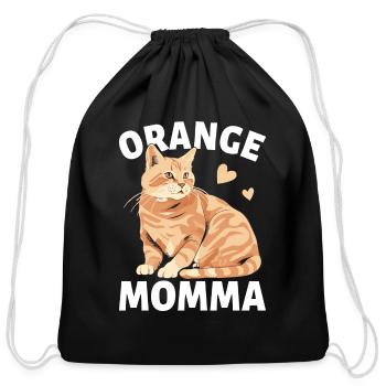 Tabby Cat Orange Cat Mom Orange Momma - Cotton Drawstring Bag - black - Front