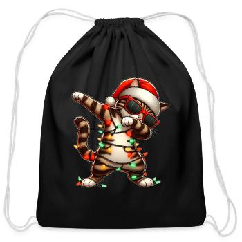 Dabbing Tabby Cat Orange Cat Sunglasses Cute - Cotton Drawstring Bag - black - Front
