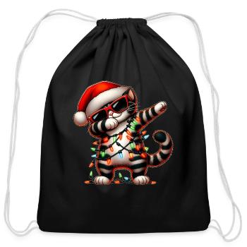 Dabbing Tabby Cat Orange Cat Sunglasses Cute - Cotton Drawstring Bag - black - Front