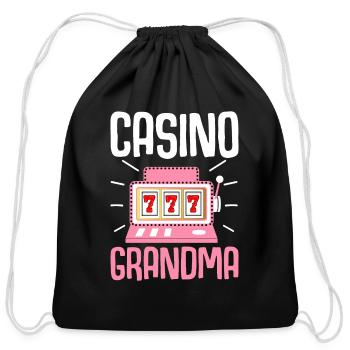 Casino Grandma Slot Machine Casino Lover - Cotton Drawstring Bag - black - Front