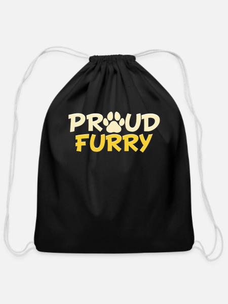 Furry Fandom Furries Fursona Proud Furry - Cotton Drawstring Bag - black