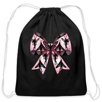 Coquette Bow Mothman Cryptozoology Cryptid Pink - Cotton Drawstring Bag - black - Front