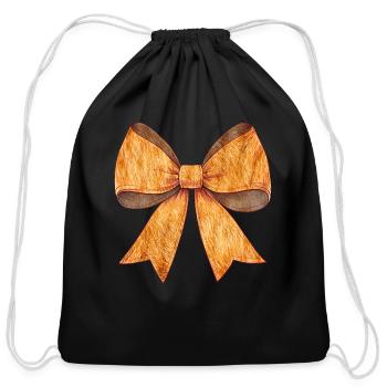 Coquette Bow Orange Cat Tabby Cat Orange Fur - Cotton Drawstring Bag - black - Front