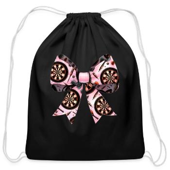 Coquette Bow Darts Player Dartboard Pattern Pink - Cotton Drawstring Bag - black - Front
