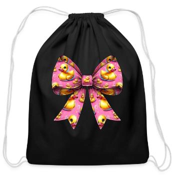 Coquette Bow Rubber Duck Ducky Pattern Mom - Cotton Drawstring Bag - black - Front