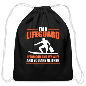 Lifeguard Pool Life Saver - Cotton Drawstring Bag - black - Front