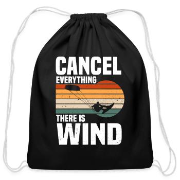 Windsurfing, Kitesurfing Kite Surfer - Cotton Drawstring Bag - black - Front