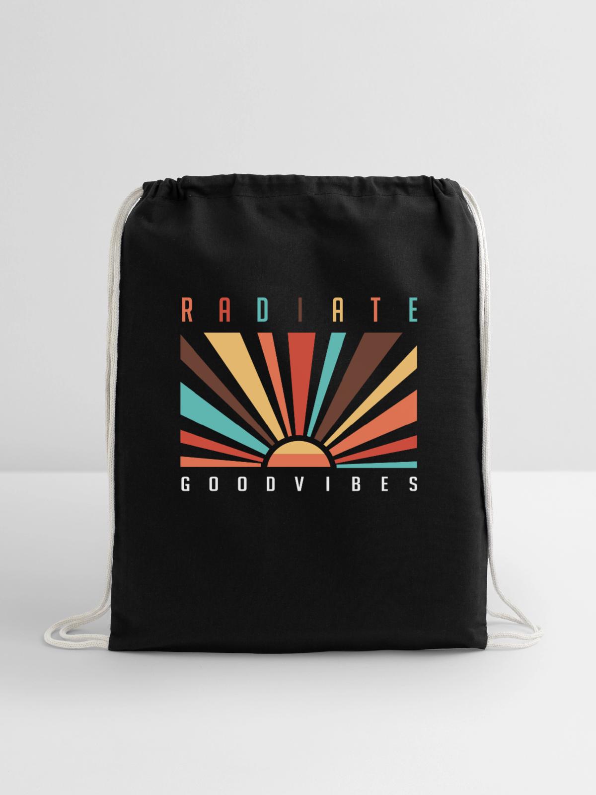 Radiate Good Vibes - Cotton Drawstring Bag - black - Front
