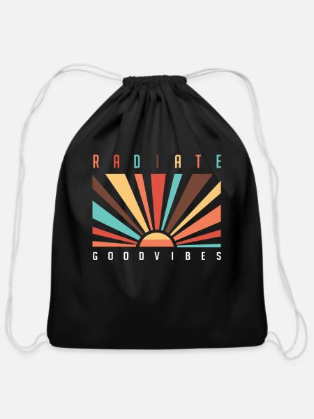 Radiate Good Vibes - Cotton Drawstring Bag - black