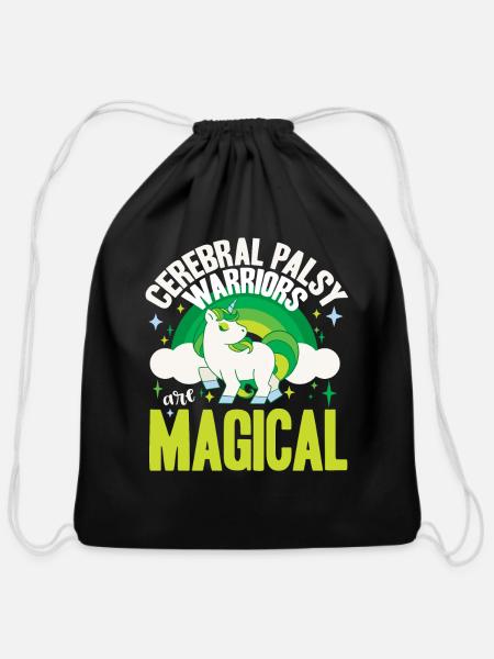 cerebral palsy, cerebral palsy awareness - Cotton Drawstring Bag - black