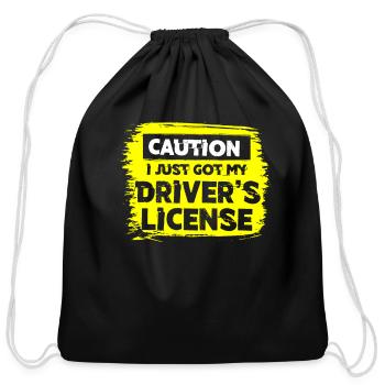 New Drivers License - Cotton Drawstring Bag - black - Front