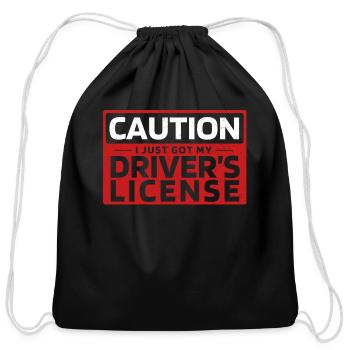 New Driver License - Cotton Drawstring Bag - black - Front