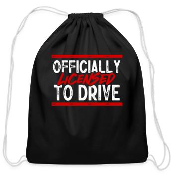 New Driver License - Cotton Drawstring Bag - black - Front