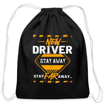 New Driver License - Cotton Drawstring Bag - black - Front