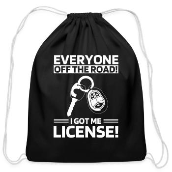 New Driver License - Cotton Drawstring Bag - black - Front