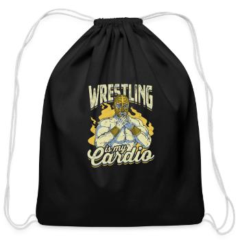 Wrestling is my cardio - Wrestling - Cotton Drawstring Bag - black - Front