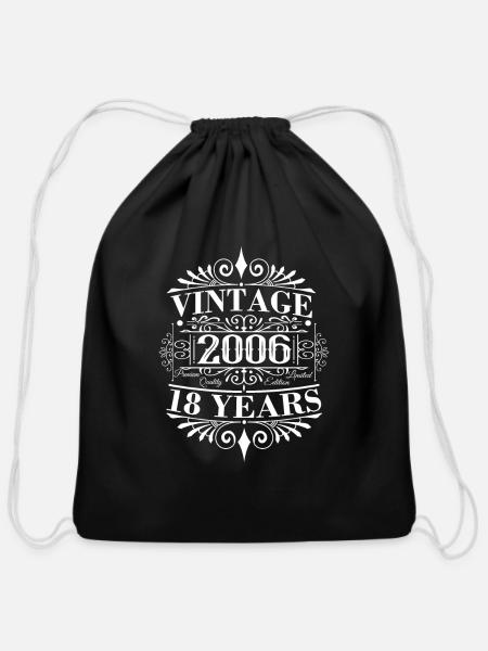 18th birthday men women vintage - Cotton Drawstring Bag - black