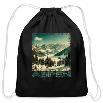 Aspen Colorado Skiing Snowboard Winter Vintage - Cotton Drawstring Bag - black - Front
