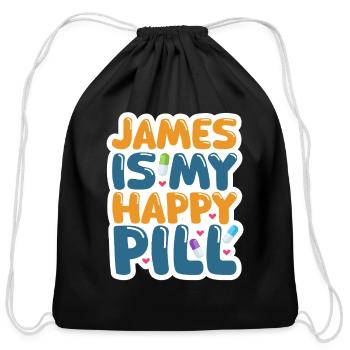 James Is My Happy Pill - Cotton Drawstring Bag - black - Front
