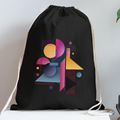 Color Pulse Geometry - Cotton Drawstring Bag