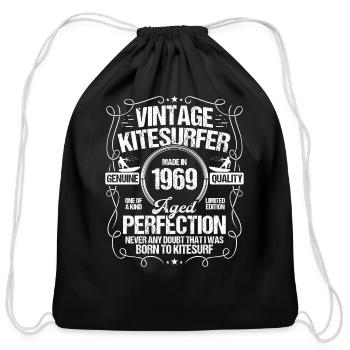 1969 Kiteboarding Kitesurfing Kitesurfer Born 1969 - Cotton Drawstring Bag - black - Front