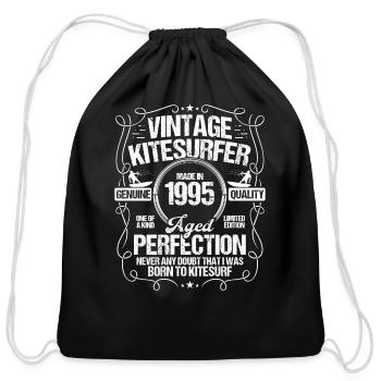 1995 Kiteboarding Kitesurfing Kitesurfer Born 1995 - Cotton Drawstring Bag - black - Front