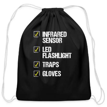 Pest Control Worker Sensor Flashlight Animal - Cotton Drawstring Bag - black - Front