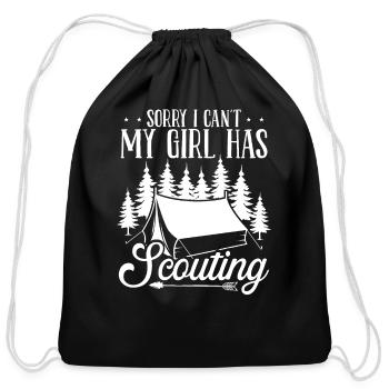 Scouting Sorry I cant my Girl has Scouting Mom - Cotton Drawstring Bag - black - Front