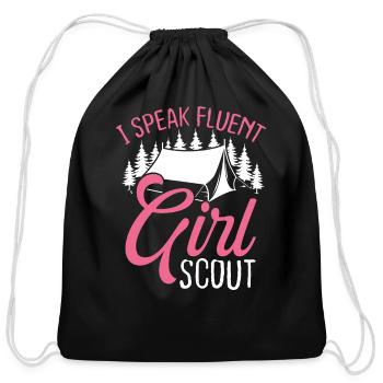 Club Scouting I speak fluent Girl Scout Leader - Cotton Drawstring Bag - black - Front