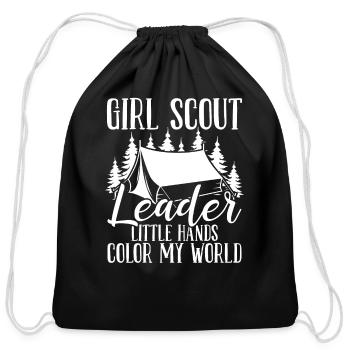 Girl Scout Leader Tiny Scouts color my World - Cotton Drawstring Bag - black - Front