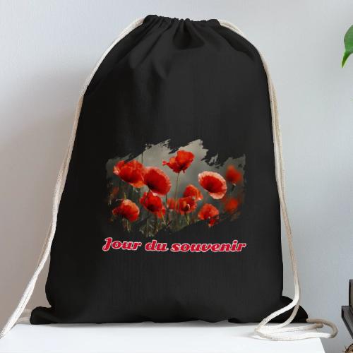 Remembrance Day with Poppies - Cotton Drawstring Bag