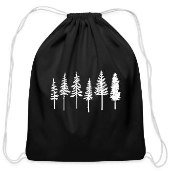 Pine Forest Nature Trees Outdoor - Cotton Drawstring Bag - black - Front