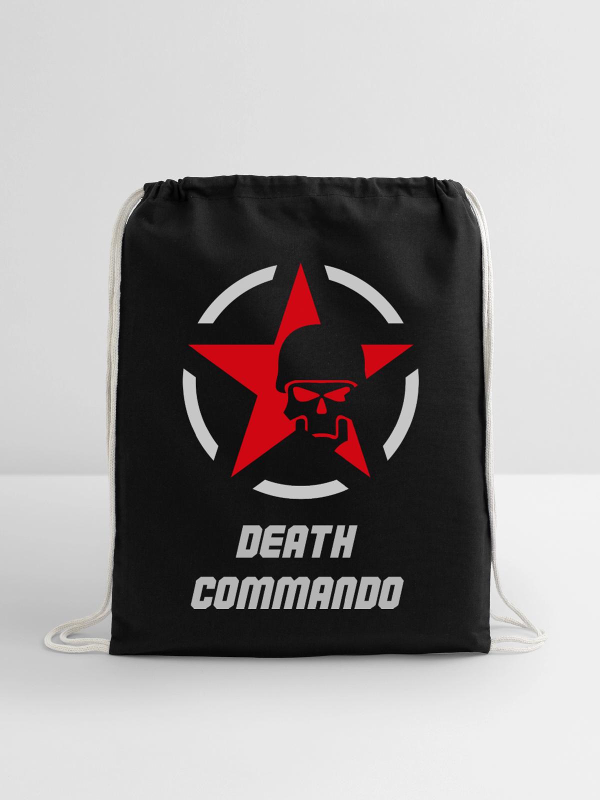 Death Commando Military Skull - Cotton Drawstring Bag - black - Front