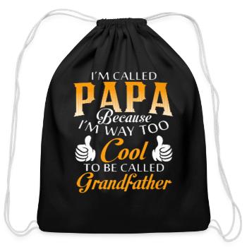 Papa - Cotton Drawstring Bag - black - Front