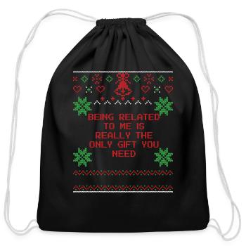 Awesome Ugly Sweater Being Related To Me Is Really - Cotton Drawstring Bag - black - Front