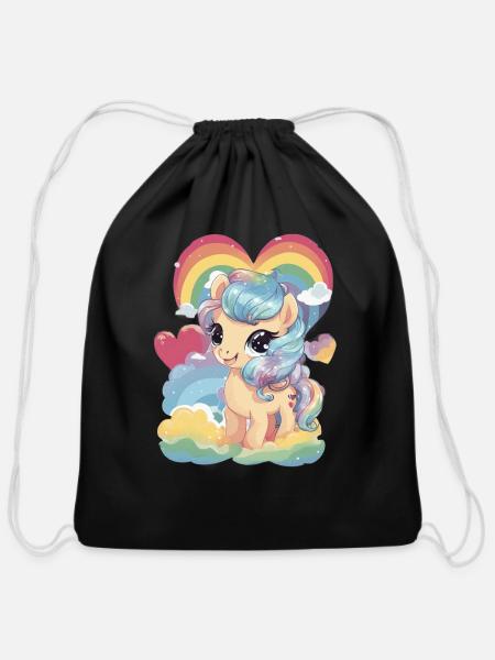 Forever Love Pony - Cotton Drawstring Bag - black