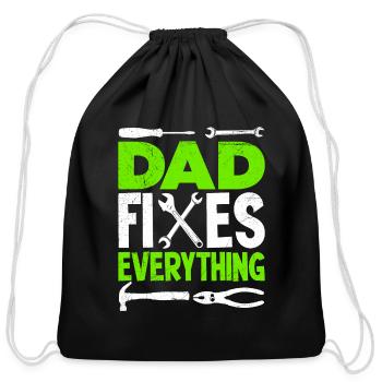 Dad fixes everything hobbyist screwdriver father - Cotton Drawstring Bag - black - Front